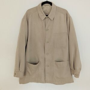 Vintage Baracuta Men's Beige Faux Suede Button Up Chore Jacket Soft Size L